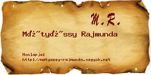 Mátyássy Rajmunda névjegykártya